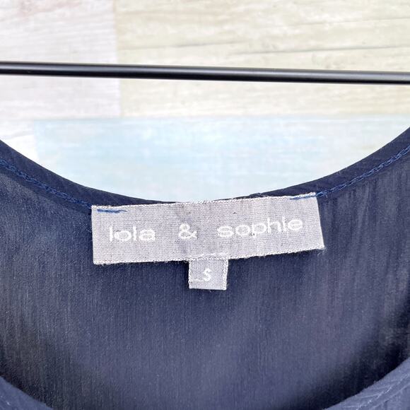 Lola & Sophie Longline Scoop Neck Silky Tank Top Navy Blue Womens Small - Picture 6 of 6